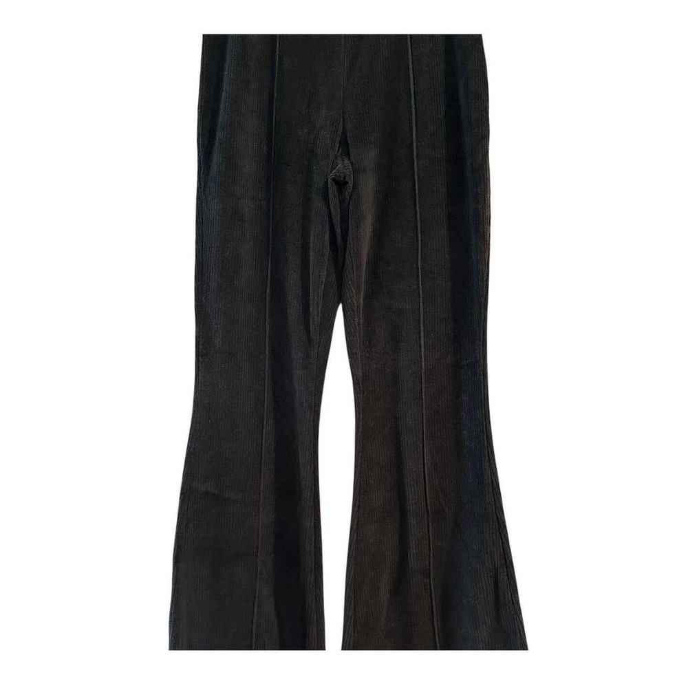 Aerie Black Corduroy Flare Pants High Waisted Ribbed Wide Leg Trousers Small